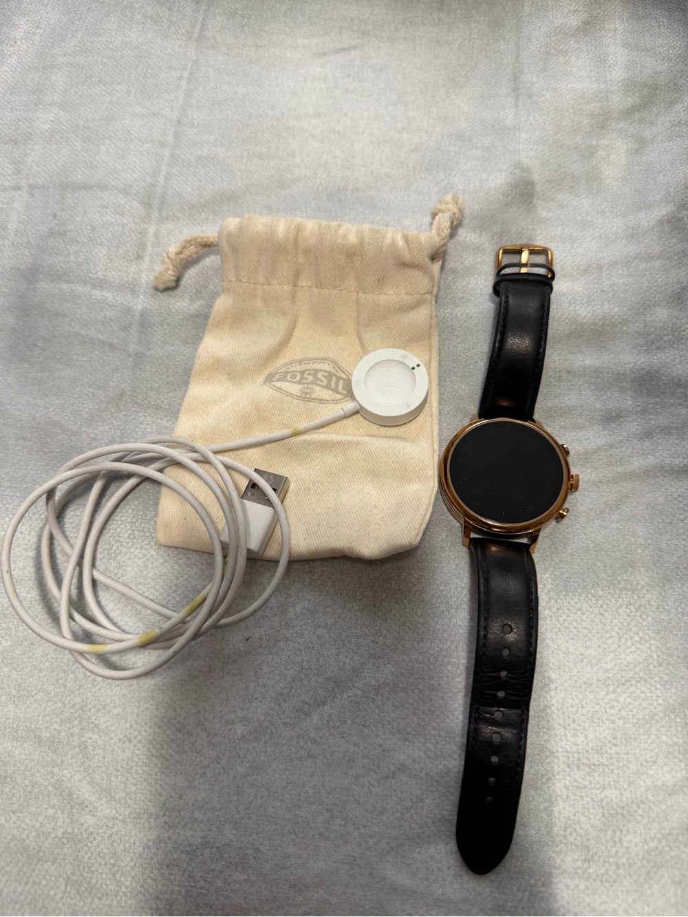 Fossil Gold Case Smartwatch with Black Leather Band